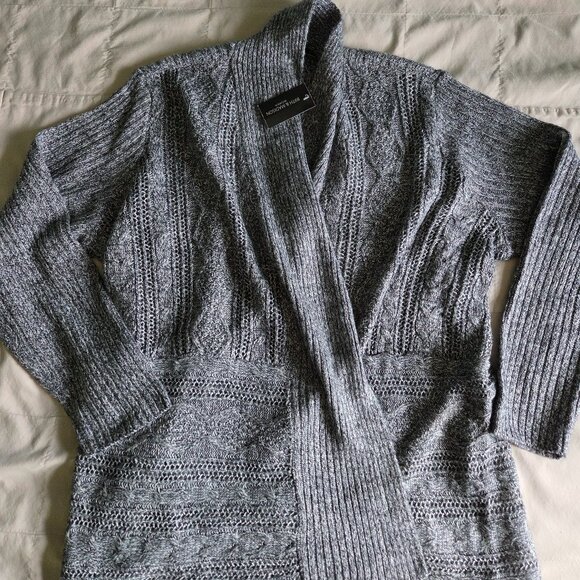 89th & Madison Sweaters - 89th & Madison Black and White Marbled Cardigan Plus 2X NWT